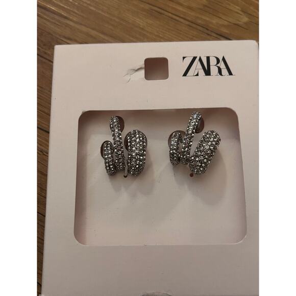 Nwt-Zara SHIMMERY TRIPLE HOOP EARRINGS - Picture 3 of 4